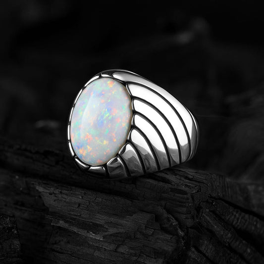 Unique Designed Turkish Style Ring with Excellent quality 10ct Fire Australian Opal | 925 Sterling Silver Oxidized Ring | With Certificate of Authenticity and 925 Hallmark