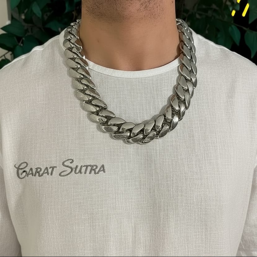 25mm Wide Solid Miami Cuban Link Chain | 925 Sterling Silver Chain | Men's Jewelry | With Certificate of Authenticity and 925 Hallmark