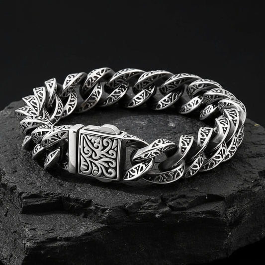 14mm wide, Unique Artistry Retro Oxidized Bracelet for Men | 925 Sterling Silver Bracelet | With Certificate of Authenticity and 925 Hallmark - caratsutra