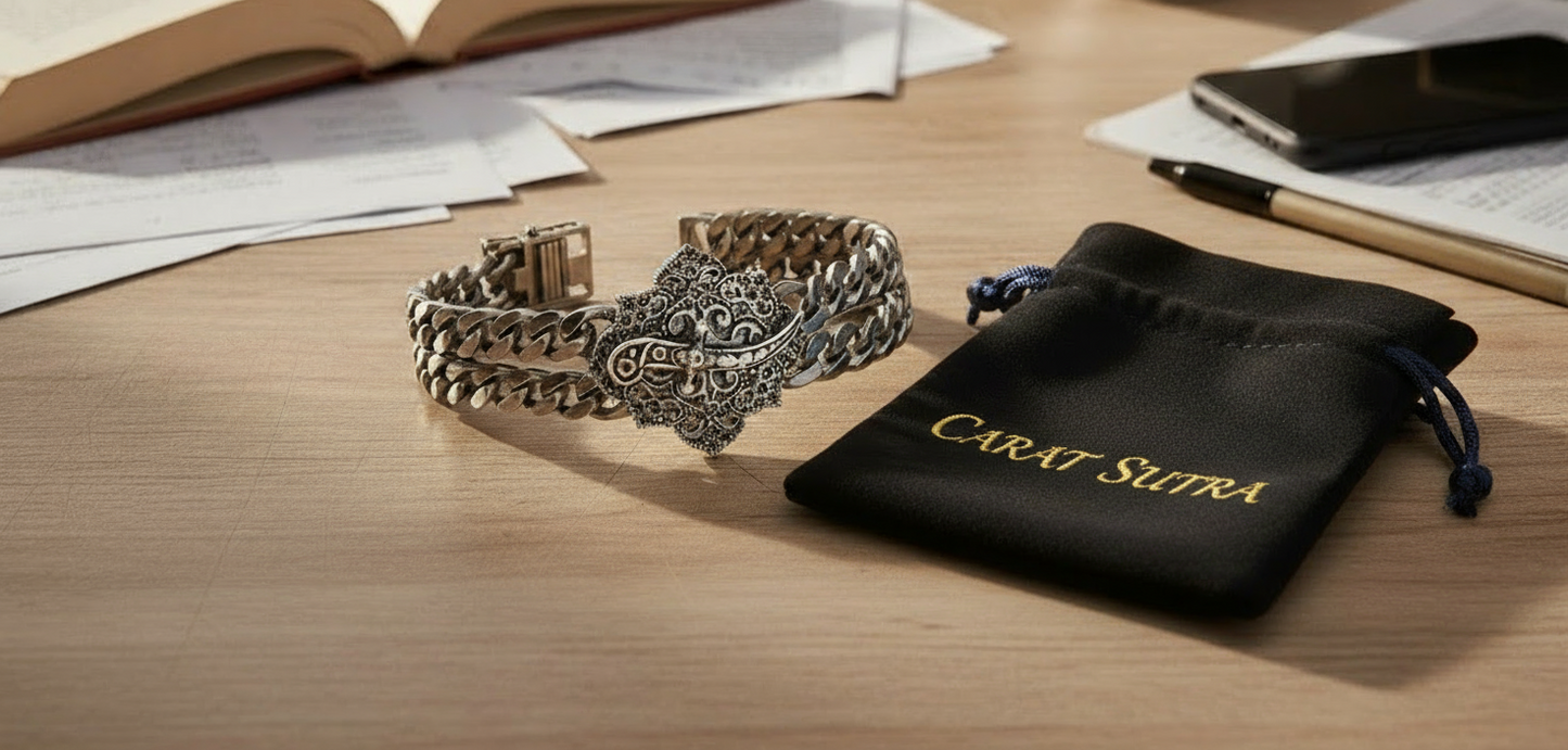 RARE PRINCE by CARAT SUTRA | Double Sided 20mm Wide Solid Oxidised Cuban Link Bracelet with Artistic Sword | Antique Finish 925 Sterling Silver Bracelet | Men's Jewelry | With Certificate of Authenticity and 925 Hallmark