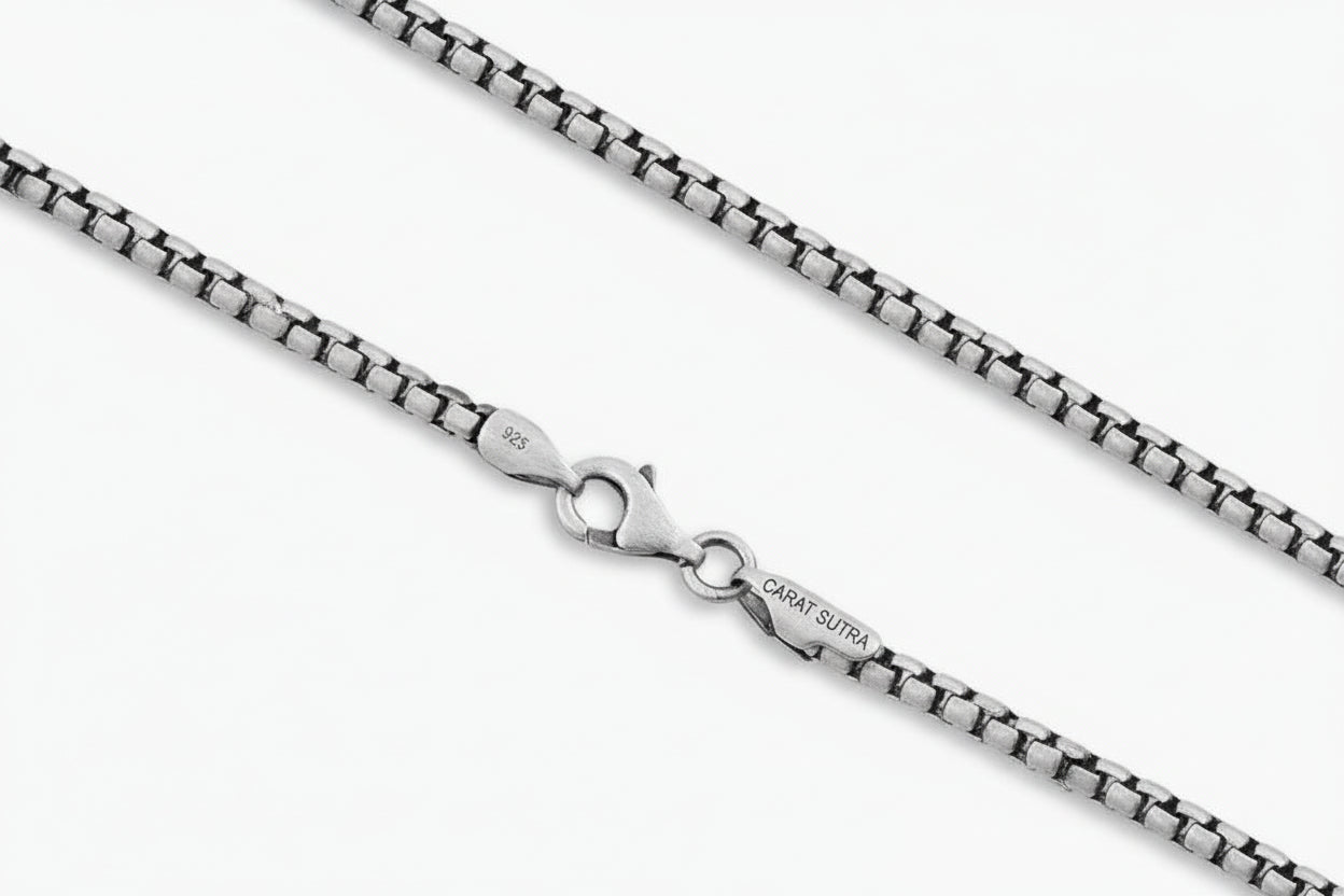 Minimalist Solid 4mm Box Chain | 925 Sterling Silver Chain | Men's Jewelry | With Certificate of Authenticity and 925 Hallmark - caratsutra