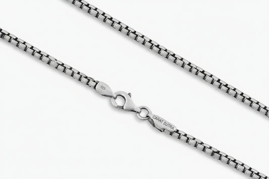 Minimalist Solid 4mm Box Chain | 925 Sterling Silver Chain | Men's Jewelry | With Certificate of Authenticity and 925 Hallmark - caratsutra