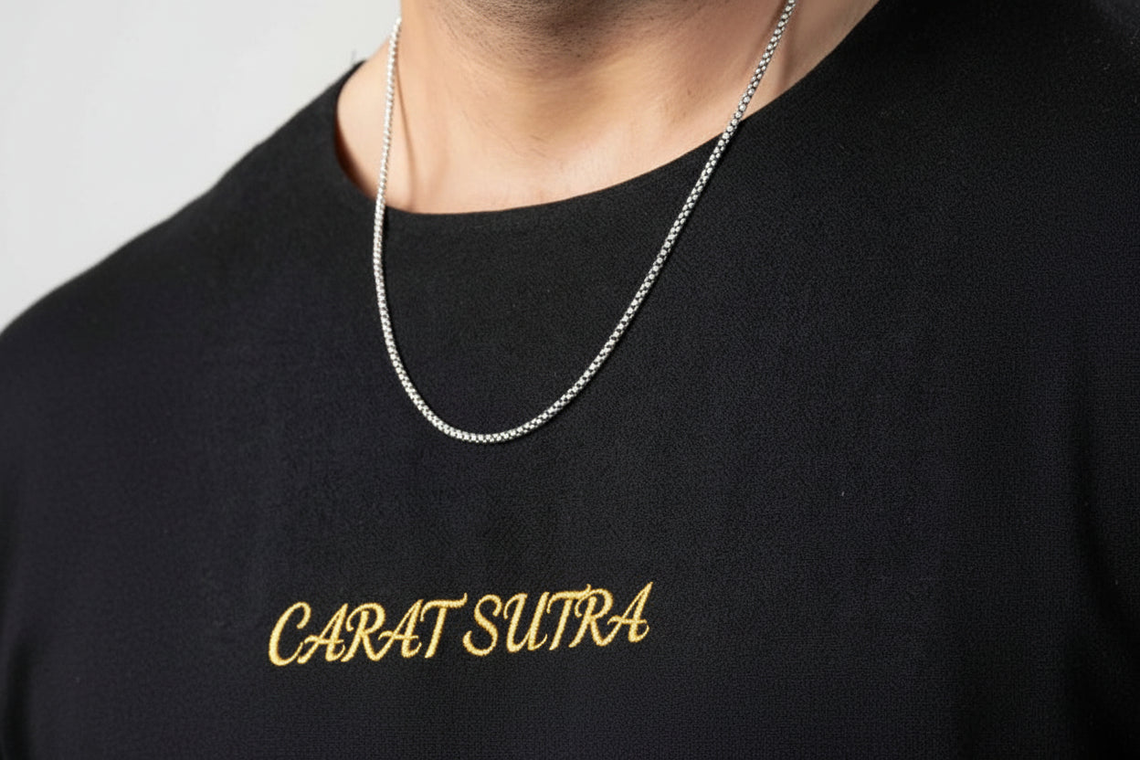 Minimalist Solid 4mm Box Chain | 925 Sterling Silver Chain | Men's Jewelry | With Certificate of Authenticity and 925 Hallmark - caratsutra