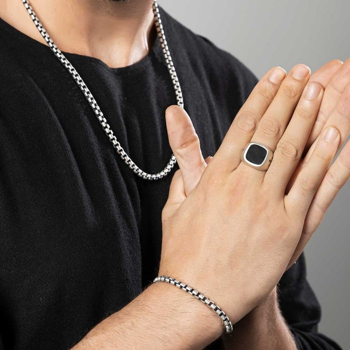 Minimalist Solid 4mm Box Chain | 925 Sterling Silver Chain | Men's Jewelry | With Certificate of Authenticity and 925 Hallmark - caratsutra