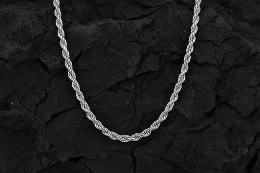 Minimalist Solid 4mm Rope Chain | 925 Sterling Silver Chain | Men's Jewelry | With Certificate of Authenticity and 925 Hallmark - caratsutra
