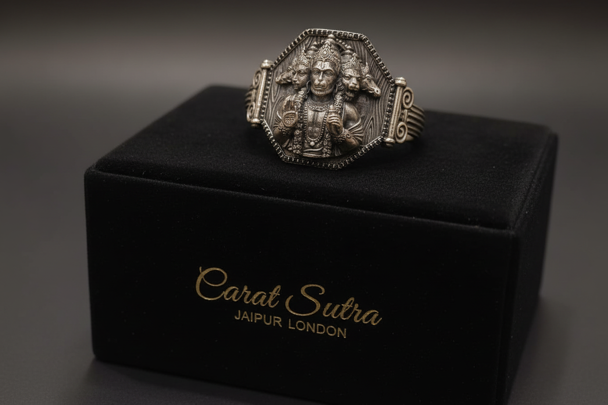 Brush & Matt Finish Panchmukhi Hanuman Adjustable Cuff Style Bangle/kadaa/Handcuff | 925 Sterling Silver Bracelet | With Certificate of Authenticity and 925 Hallmark - caratsutra