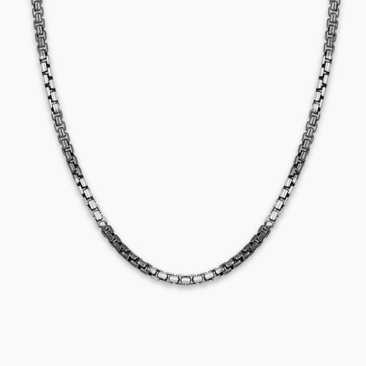 Two Tone Minimalist Solid 3mm Box Chain | 925 Sterling Silver Chain | Men's Jewelry | With Certificate of Authenticity and 925 Hallmark - caratsutra