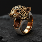 Unique Designed 22k Gold Plated 3D Tiger face Ring with white Swarovski | 925 Sterling Silver Oxidized Ring | With Certificate of Authenticity and 925 Hallmark - caratsutra