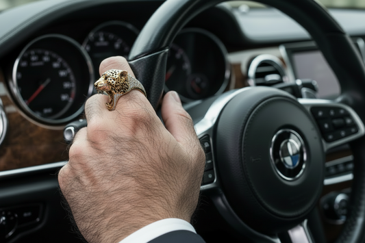 Unique Designed 22k Gold Plated 3D Tiger face Ring with white Swarovski | 925 Sterling Silver Oxidized Ring | With Certificate of Authenticity and 925 Hallmark - caratsutra
