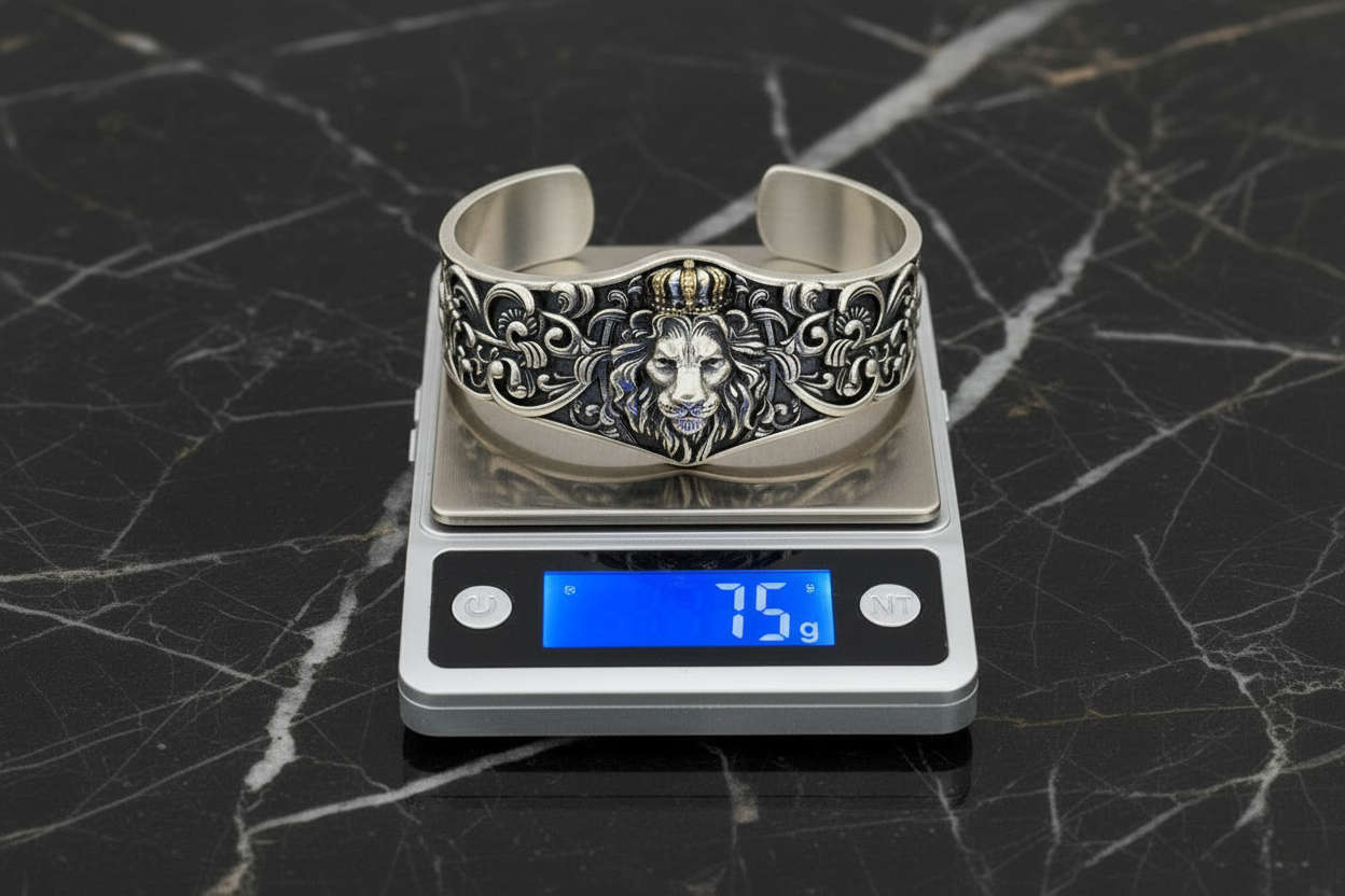 Unique 925 Silver Oxidized Lion Kada / Cuff Bracelet | Bracelet for Men | 925 Sterling Silver Cuff | Men's Jewelry | With Certificate of Authenticity and 925 Hallmark (Copy) - caratsutra