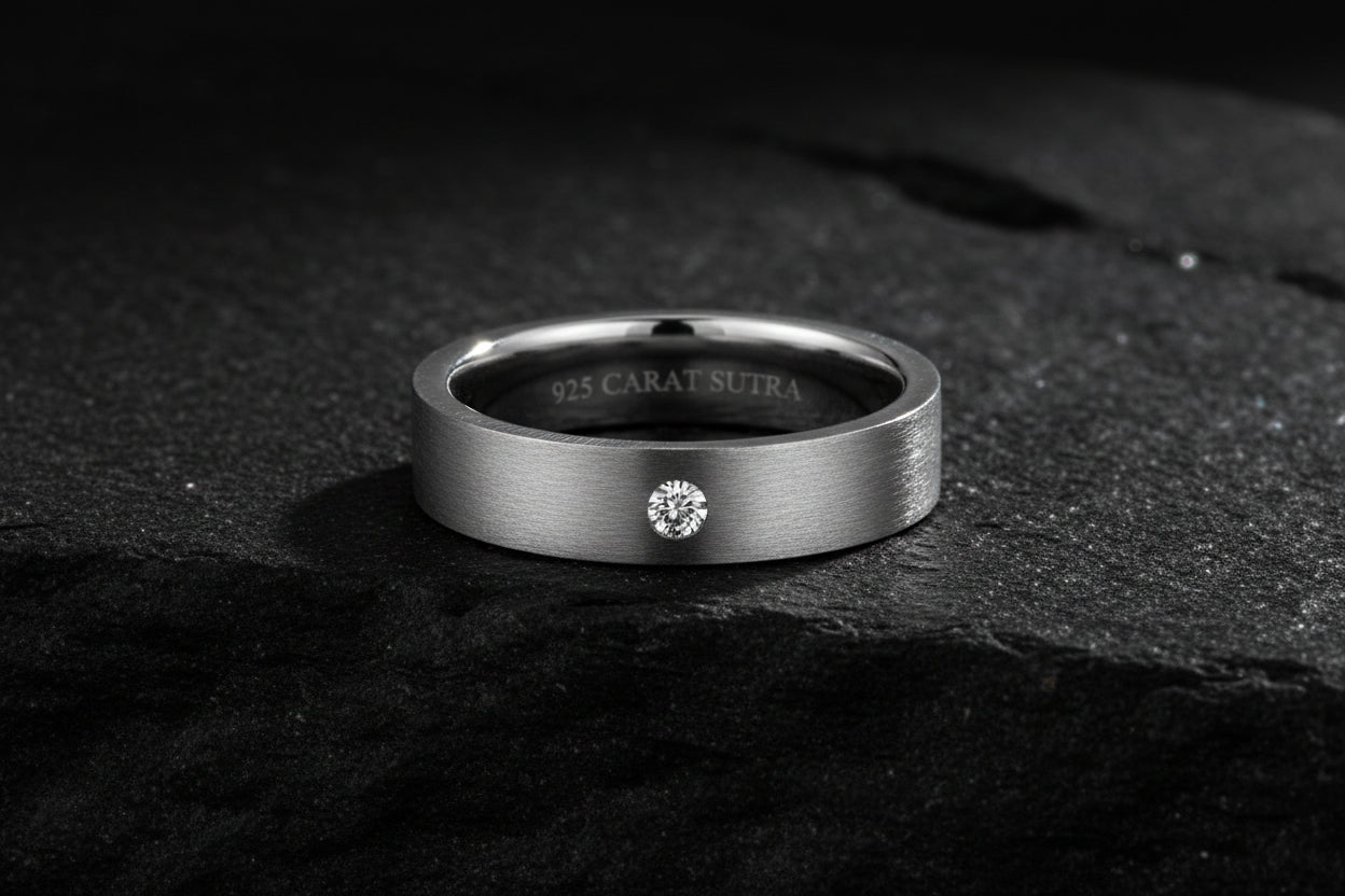 Exclusive Classic Band Ring for Men, Brush Matt-Finish, Sterling Silver 925 Ring | Jewellery for Men| With Certificate of Authenticity and 925 Hallmark - caratsutra