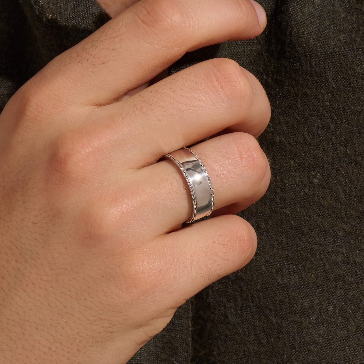 4mm wide Unique designed Band Ring, Brush Matt-Finish, Sterling Silver 925 Ring | Jewellery for Men| With Certificate of Authenticity and 925 Hallmark - caratsutra