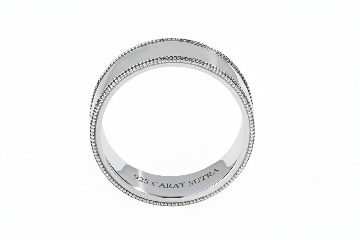 4mm wide Unique designed Band Ring, Brush Matt-Finish, Sterling Silver 925 Ring | Jewellery for Men| With Certificate of Authenticity and 925 Hallmark - caratsutra