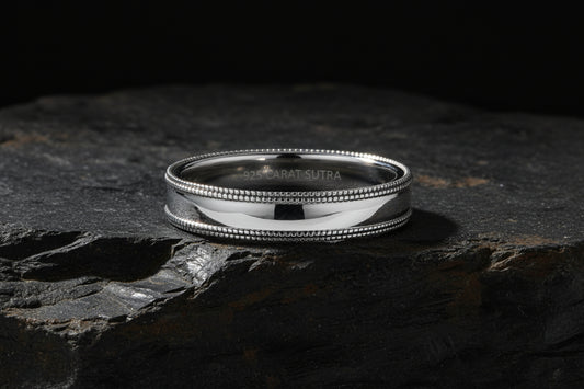 4mm wide Unique designed Band Ring, Brush Matt-Finish, Sterling Silver 925 Ring | Jewellery for Men| With Certificate of Authenticity and 925 Hallmark - caratsutra