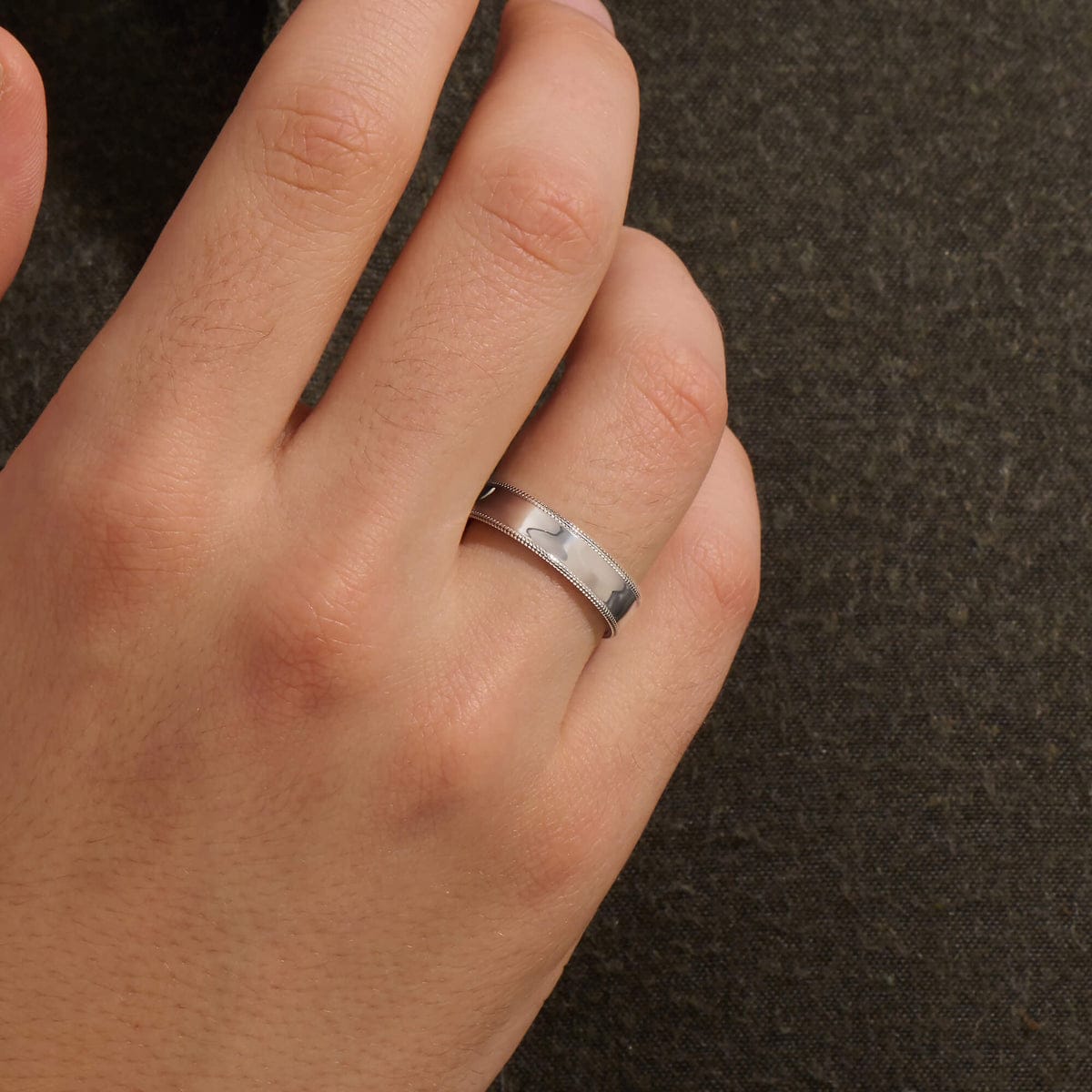 4mm wide Unique designed Band Ring, Brush Matt-Finish, Sterling Silver 925 Ring | Jewellery for Men| With Certificate of Authenticity and 925 Hallmark - caratsutra