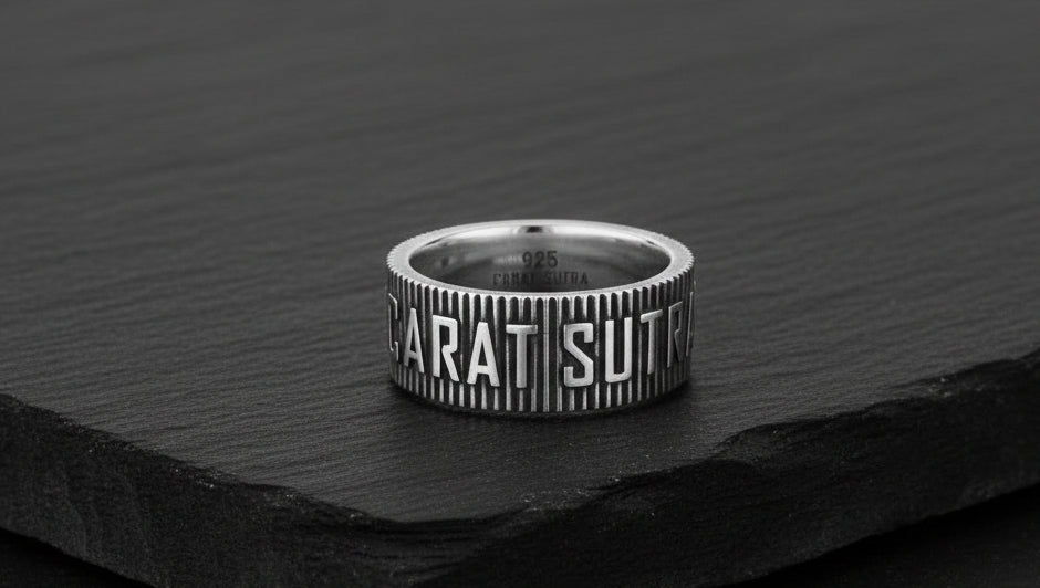 Exclusive CARAT SUTRA Band Ring, Oxidized Sterling Silver 925 Ring | With Certificate of Authenticity and 925 Hallmark - caratsutra