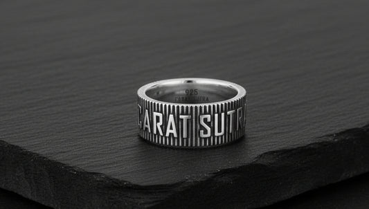 Exclusive CARAT SUTRA Band Ring, Oxidized Sterling Silver 925 Ring | With Certificate of Authenticity and 925 Hallmark - caratsutra