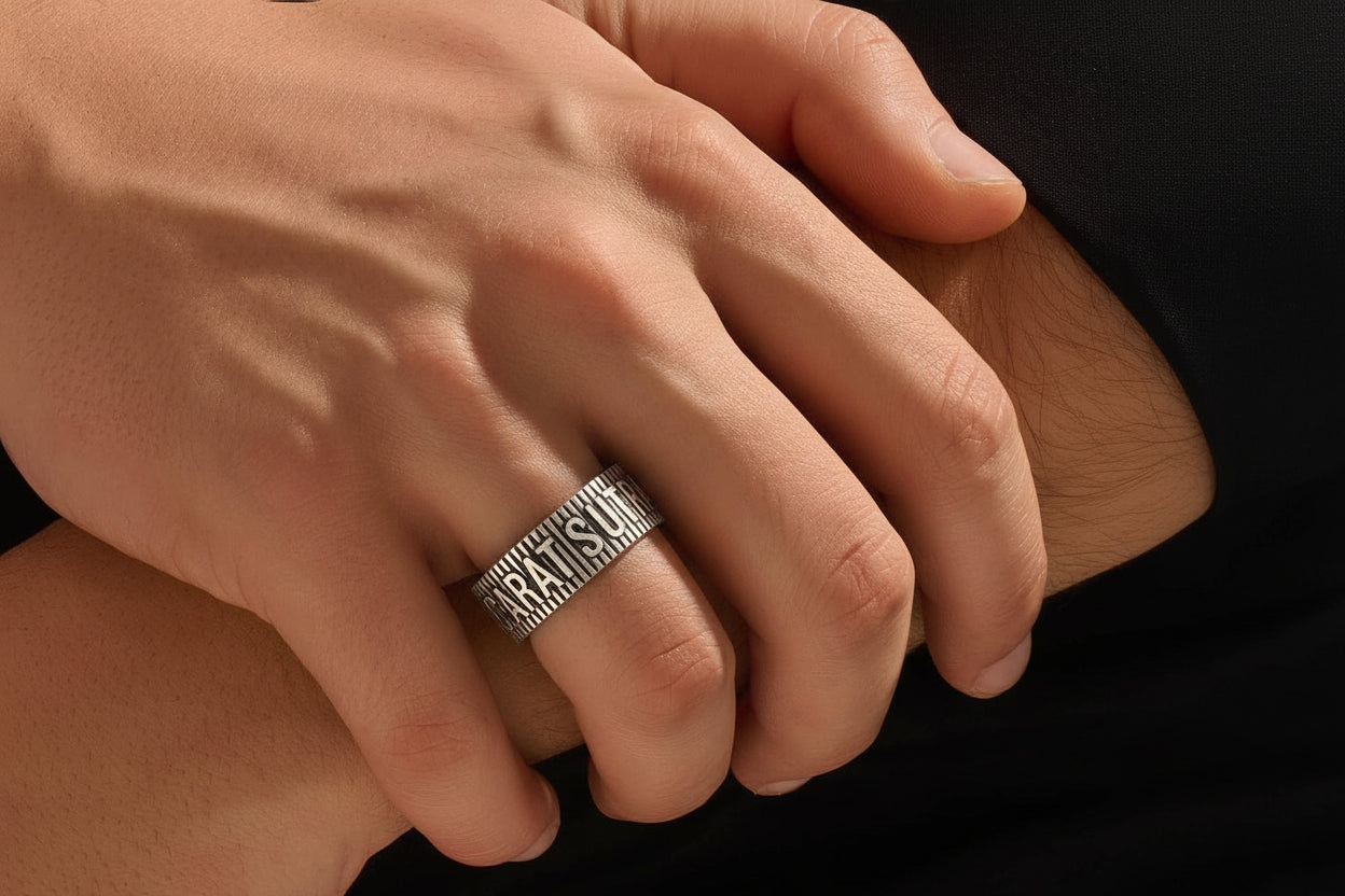 Exclusive CARAT SUTRA Band Ring, Oxidized Sterling Silver 925 Ring | With Certificate of Authenticity and 925 Hallmark - caratsutra