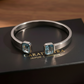 Aquamarine Stone Adjustable Cuff Style Bangle/kadaa | 925 Sterling Silver Bracelet | With Certificate of Authenticity and 925 Hallmark - caratsutra