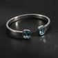 Aquamarine Stone Adjustable Cuff Style Bangle/kadaa | 925 Sterling Silver Bracelet | With Certificate of Authenticity and 925 Hallmark - caratsutra