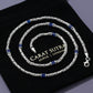 Solid 4mm Byzantine Link Chain, studded with Blue Zircon baguette cut | 925 Sterling Silver Chain | With Certificate of Authenticity and 925 Hallmark - caratsutra