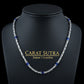 Solid 6mm Byzantine Link Chain, studded with Blue Zircon baguette cut | 925 Sterling Silver Chain | With Certificate of Authenticity and 925 Hallmark - caratsutra
