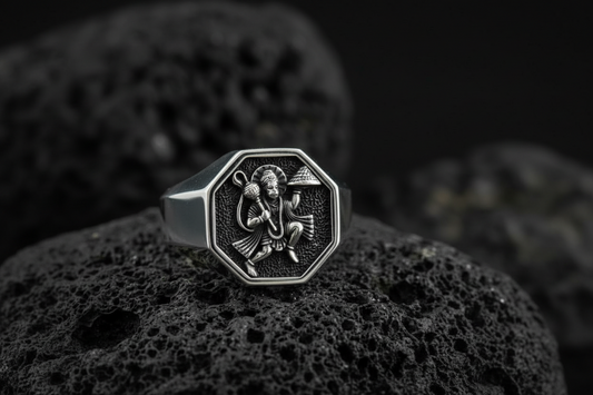 Antique Designed Hanuman Ji Ring | 925 Sterling Silver Oxidized Ring | Men's Jewelry | With Certificate of Authenticity and 925 Hallmark