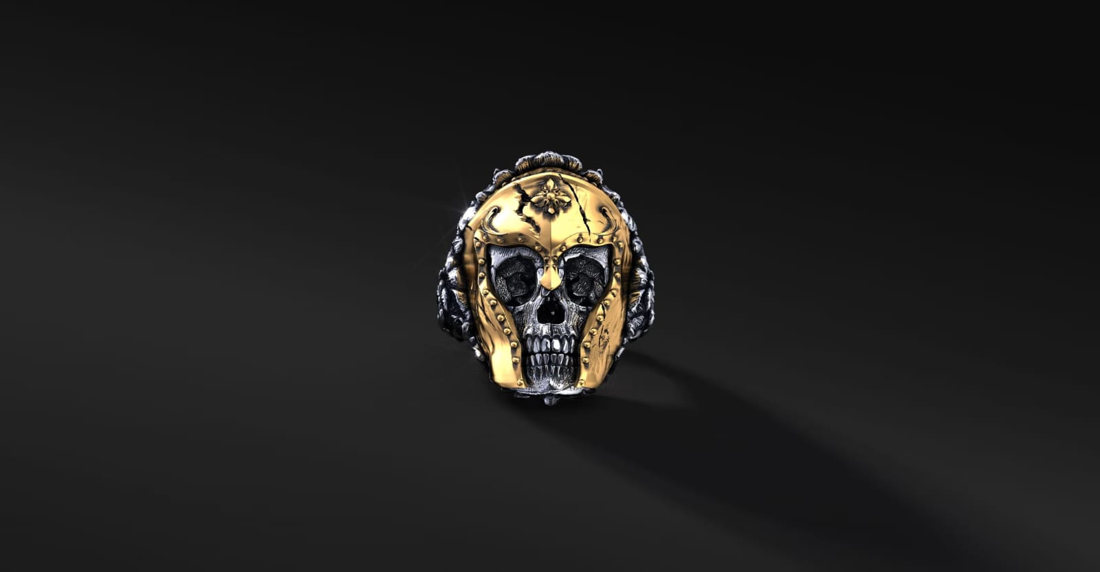 RARE PRINCE by CARAT SUTRA | Unique Designed Warrior Skull Ring | 925 Sterling Silver Oxidized Ring | Men's Jewelry | With Certificate of Authenticity and 925 Hallmark - caratsutra