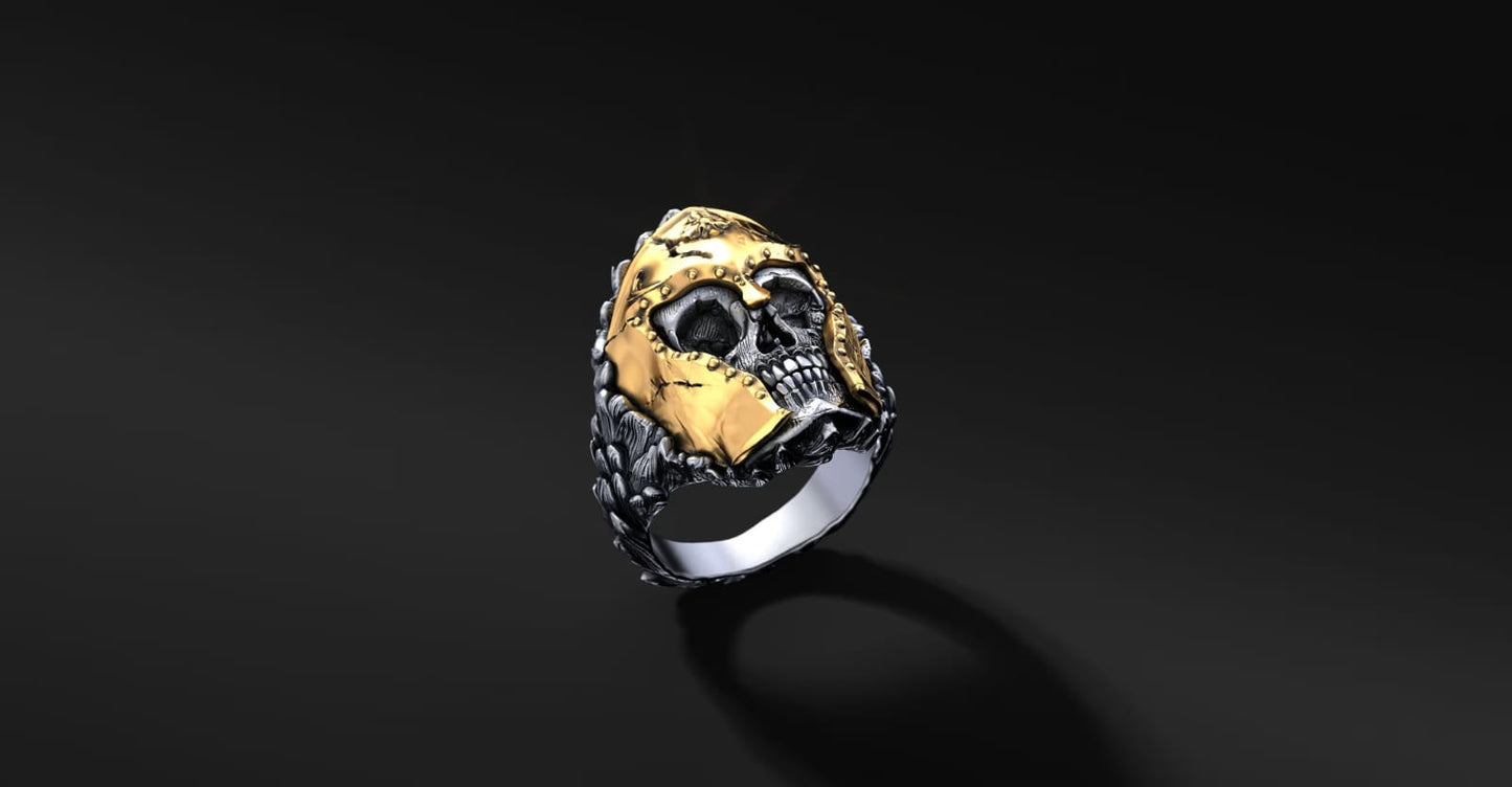 RARE PRINCE by CARAT SUTRA | Unique Designed Warrior Skull Ring | 925 Sterling Silver Oxidized Ring | Men's Jewelry | With Certificate of Authenticity and 925 Hallmark - caratsutra