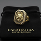 RARE PRINCE by CARAT SUTRA | Unique Design Two Tone Lion Ring with Illuminati/ Evil Eye Symbol | 22kt Gold Micron Plated 925 Sterling Silver Ring | Men's Jewelry | With Certificate of Authenticity and 925 Hallmark - caratsutra