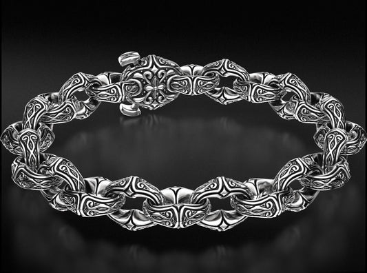 RARE PRINCE by CARAT SUTRA | Unique Real Biker Bracelet for Men | 925 Sterling Silver Bracelet | Men's Jewelry | With Certificate of Authenticity and 925 Hallmark