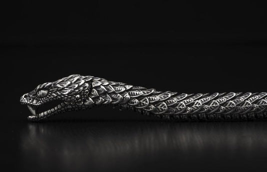 12mm wide, Unique Oxidized Snake Bracelet | 925 Sterling Silver Oxidized Bracelet | Unisex Jewelry | With Certificate of Authenticity and 925 Hallmark