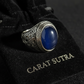RARE PRINCE by CARAT SUTRA | Unique Turkish Style Ring with Blue S Sapphire | 925 Sterling Silver Oxidized Ring | Men's Jewelry | With Certificate of Authenticity and 925 Hallmark