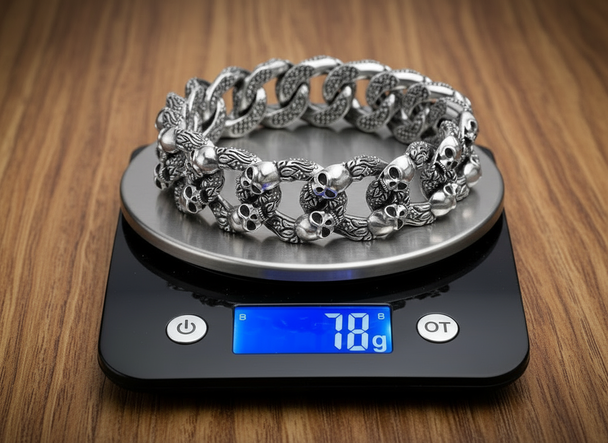 RARE PRINCE by CARAT SUTRA | Unique Designed Skull Bracelet for Men | Biker Bracelet for Men | 925 Sterling Silver Bracelet | Men's Jewelry | With Certificate of Authenticity and 925 Hallmark