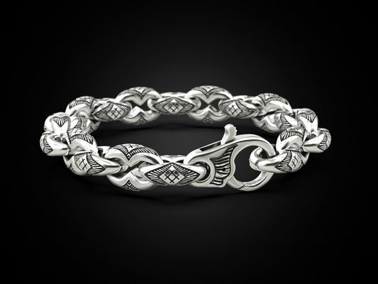 RARE PRINCE by CARAT SUTRA | Unique Real Biker Bracelet for Men | 925 Sterling Silver Bracelet | Men's Jewelry | With Certificate of Authenticity and 925 Hallmark