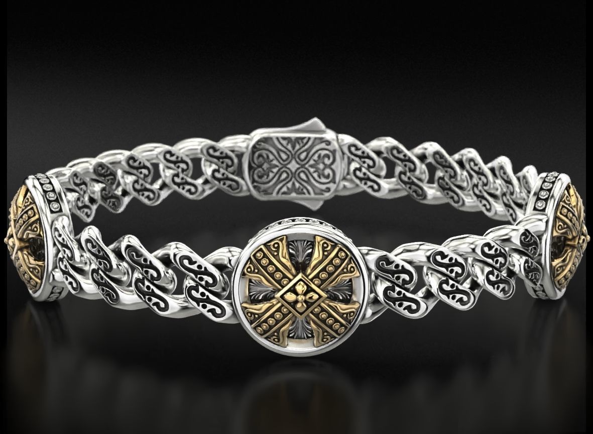 RARE PRINCE by CARAT SUTRA | Unique Antique Cross Designed Bracelet for Men | 925 Oxidized Silver Bracelet | Men's Jewelry | With Certificate of Authenticity and 925 Hallmark