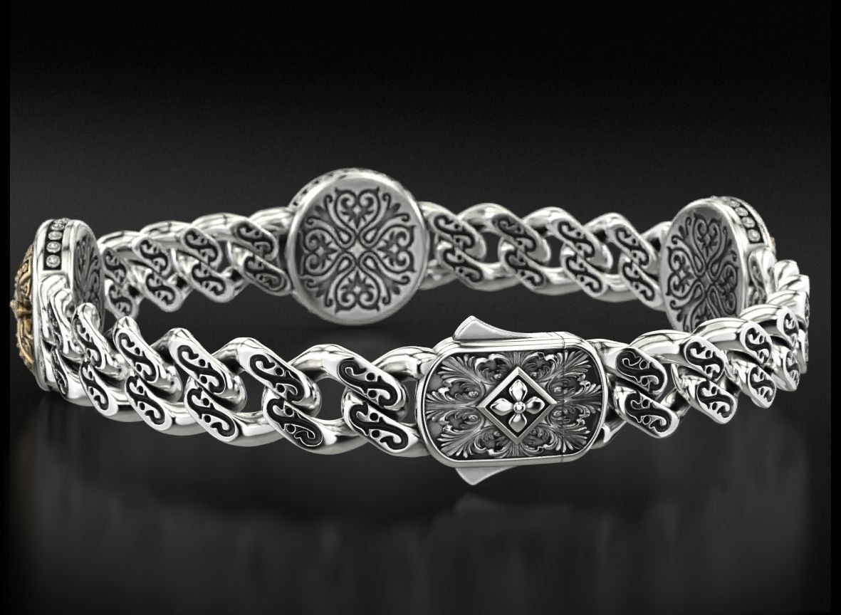 RARE PRINCE by CARAT SUTRA | Unique Antique Cross Designed Bracelet for Men | 925 Oxidized Silver Bracelet | Men's Jewelry | With Certificate of Authenticity and 925 Hallmark