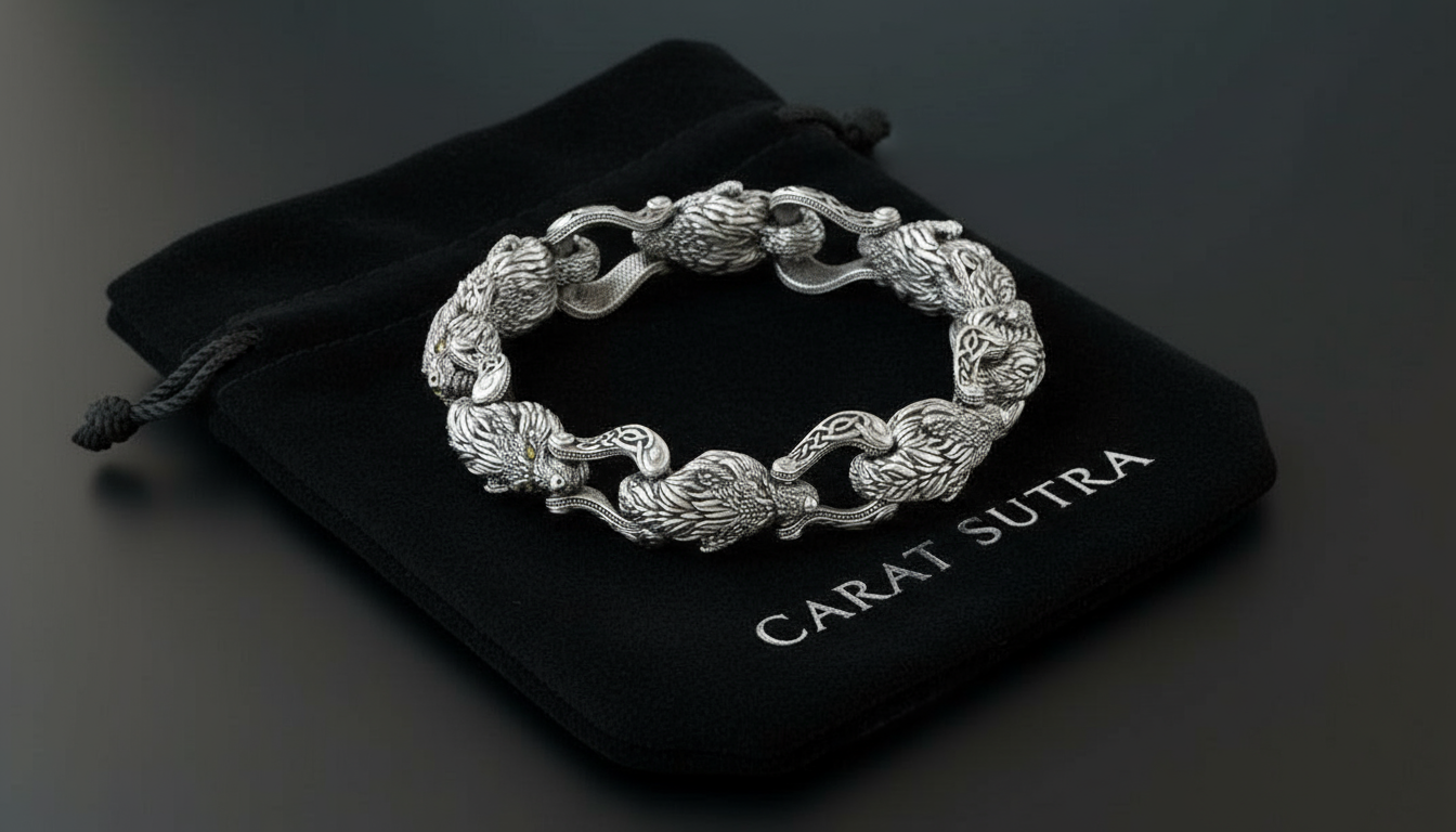 Unique Designed Wolf Bracelet for Men | 925 Sterling Silver Bracelet | Men's Jewelry | With Certificate of Authenticity and 925 Hallmark