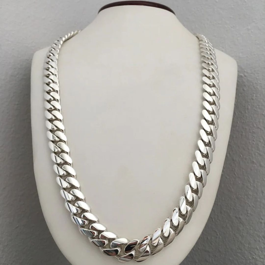 18mm Wide Solid Miami Cuban Link Chain | 925 Sterling Silver Chain | Men's Jewelry | With Certificate of Authenticity and 925 Hallmark