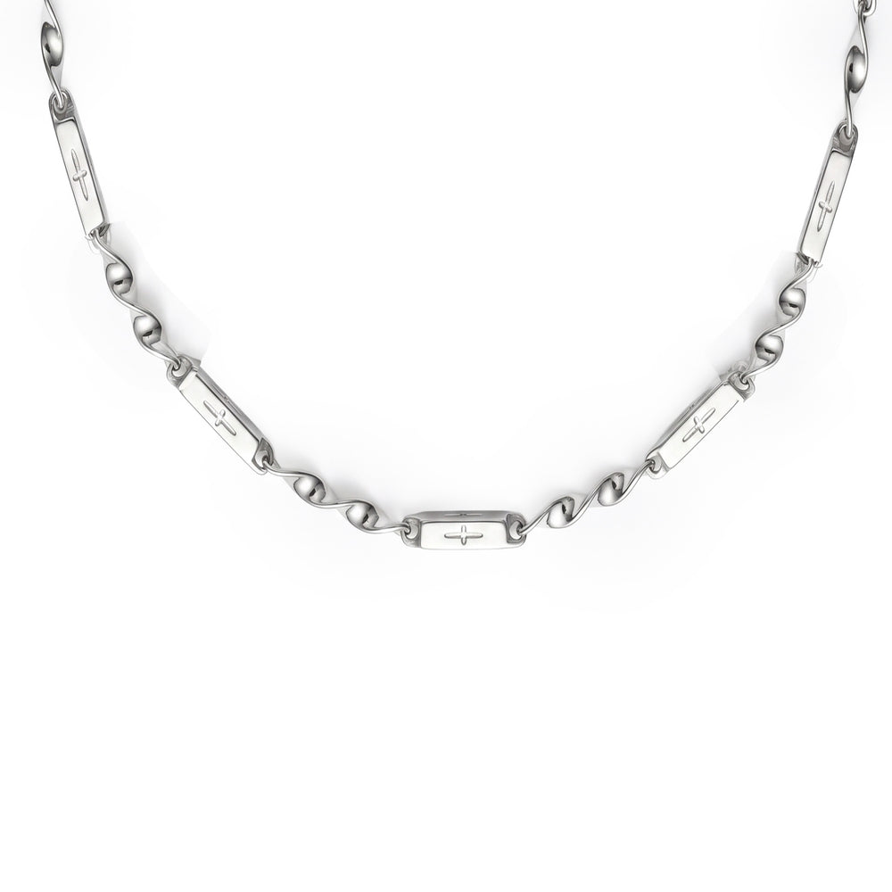 Minimalist Solid 4mm Infinity Chain with Cross | 925 Sterling Silver Chain