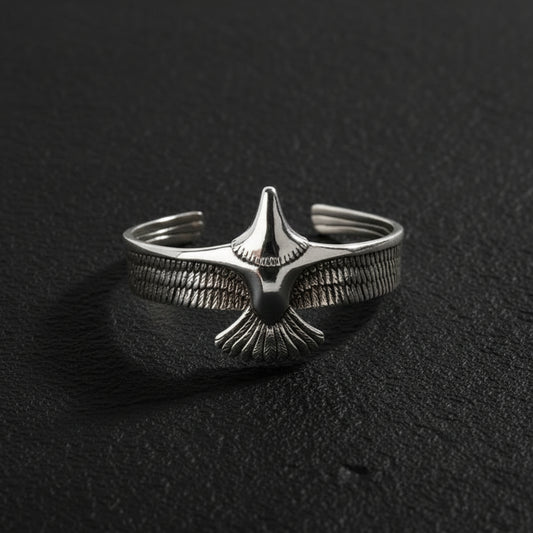 Eagle bangle | Matt / Shiny Finish Adjustable Cuff Style Bangle / kadaa | 925 Sterling Silver - caratsutra