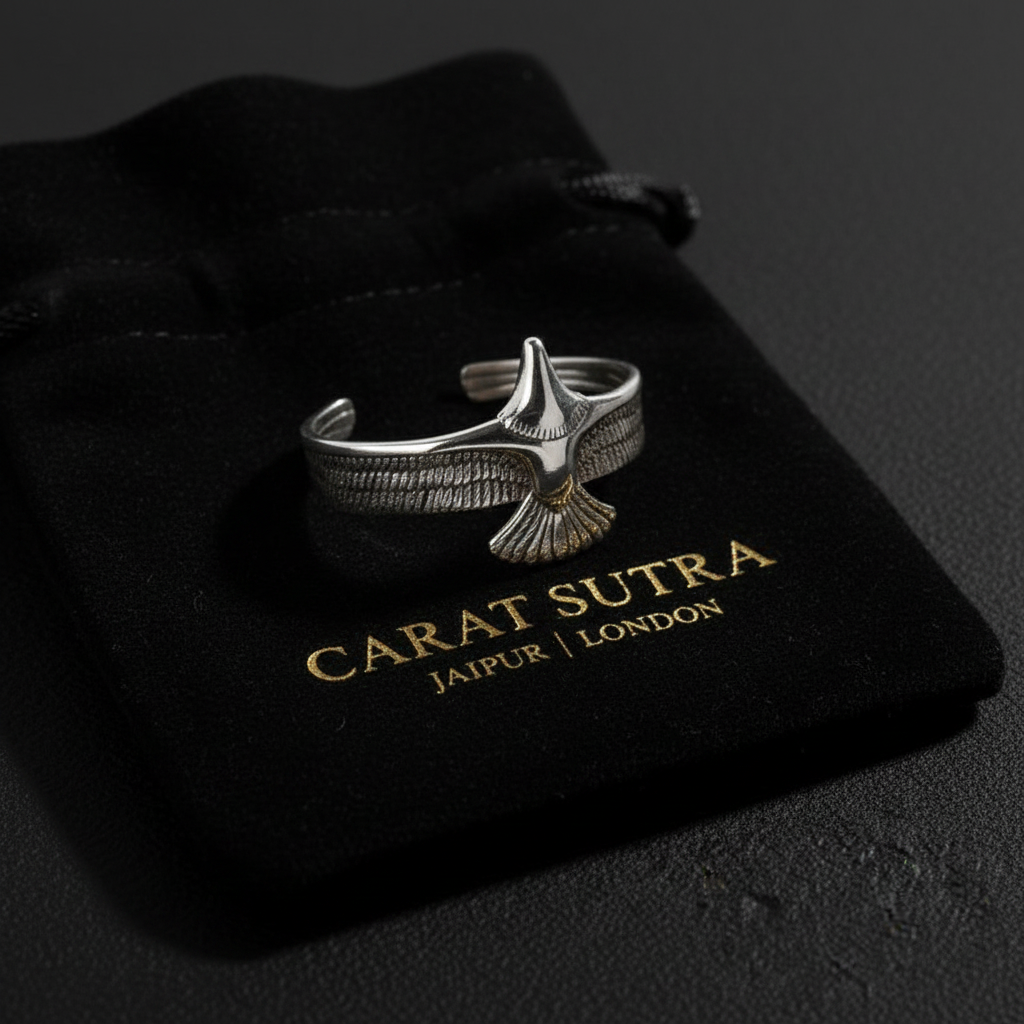 Eagle bangle | Matt / Shiny Finish Adjustable Cuff Style Bangle / kadaa | 925 Sterling Silver
