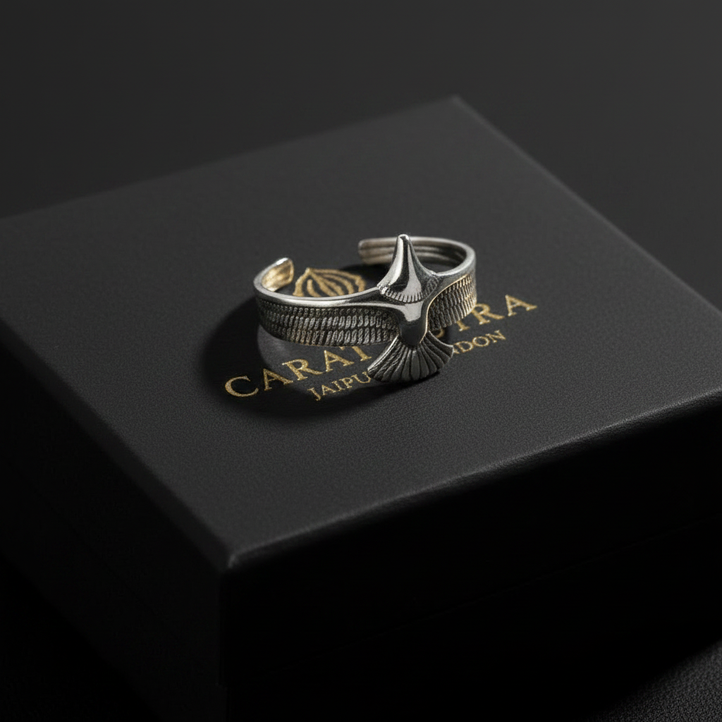 Eagle bangle | Matt / Shiny Finish Adjustable Cuff Style Bangle / kadaa | 925 Sterling Silver
