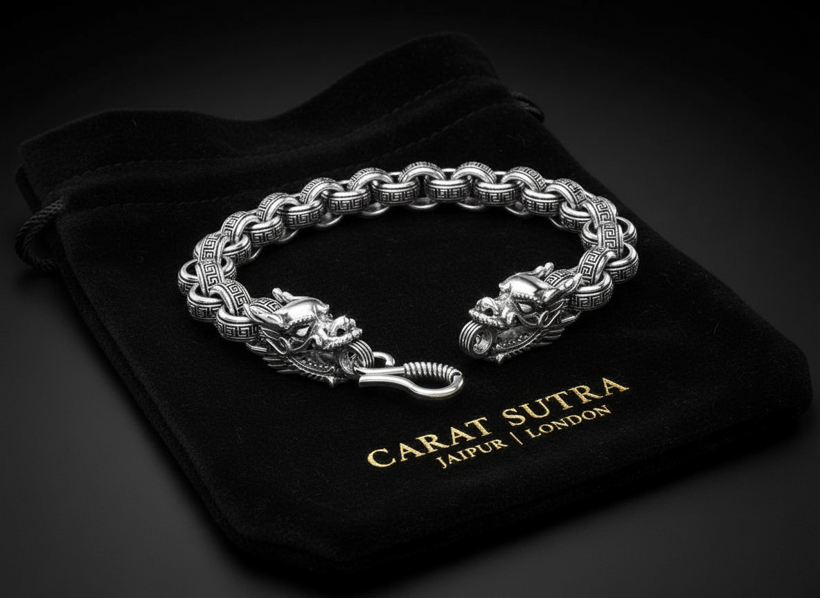 Unique Two Headed Dragon Bracelet for Men | 925 Sterling Silver Bracelet | Men's Jewelry | With Certificate of Authenticity and 925 Hallmark