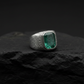 Floral Engraving Finish, Classic Style Ring with 8ct Natural Zambian Emerald Stone | 925 Sterling Silver | With Certificate of Authenticity and 925 Hallmark