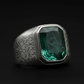 Floral Engraving Finish, Classic Style Ring with 8ct Natural Zambian Emerald Stone | 925 Sterling Silver | With Certificate of Authenticity and 925 Hallmark - caratsutra