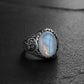 RARE PRINCE by CARAT SUTRA | Unique Designed Turkish Style Ring with Natural Moonstone | 925 Sterling Silver Oxidized Ring | With Certificate of Authenticity and 925 Hallmark