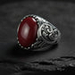 RARE PRINCE by CARAT SUTRA | Unique Designed Turkish Style Ring with Natural Coral | 925 Sterling Silver Oxidized Ring | With Certificate of Authenticity and 925 Hallmark
