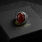 RARE PRINCE by CARAT SUTRA | Unique Designed Turkish Style Ring with Natural Coral | 925 Sterling Silver Oxidized Ring | With Certificate of Authenticity and 925 Hallmark