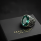 RARE PRINCE by CARAT SUTRA | Unique Designed Turkish Style Ring with Natural Zambian Emerald | 925 Sterling Silver Oxidized Ring | With Certificate of Authenticity and 925 Hallmark